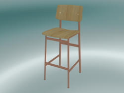 Chaise de bar Loft (75 cm, chêne, rose poudré)