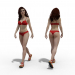 3D Kırmızı elbiseli kadın modeli satın - render