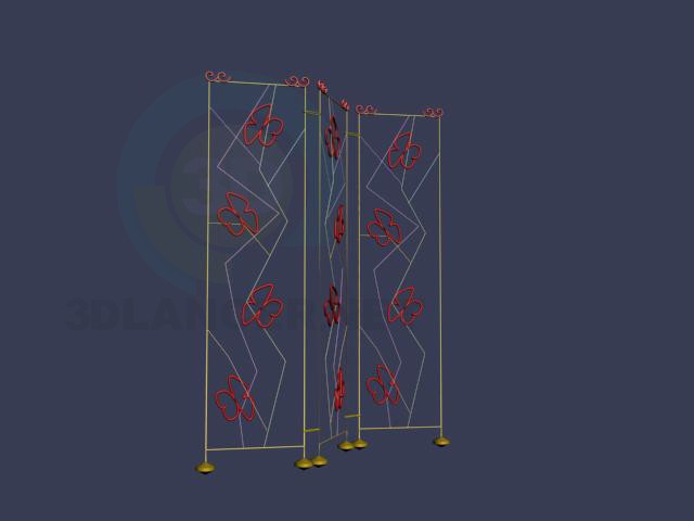 3d model screen with butterflies - preview