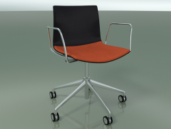 Cadeira 0302 (5 rodas, com braços, LU1, com almofada para assento, PO00109)