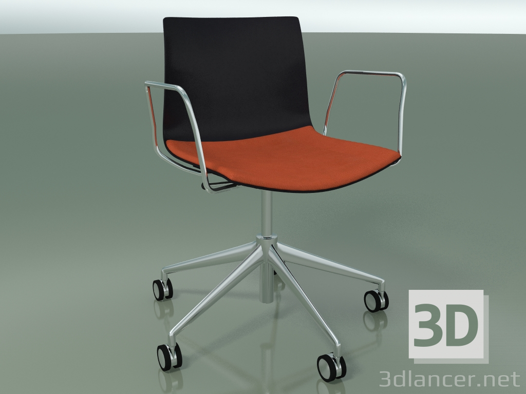 modello 3D Sedia 0302 (5 ruote, con braccioli, LU1, con cuscino sedile, PO00109) - anteprima