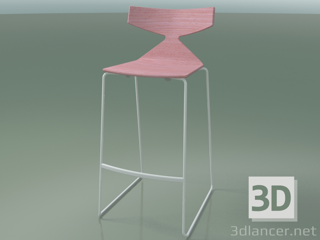 modello 3D Sgabello da bar impilabile 3704 (rosa, V12) - anteprima