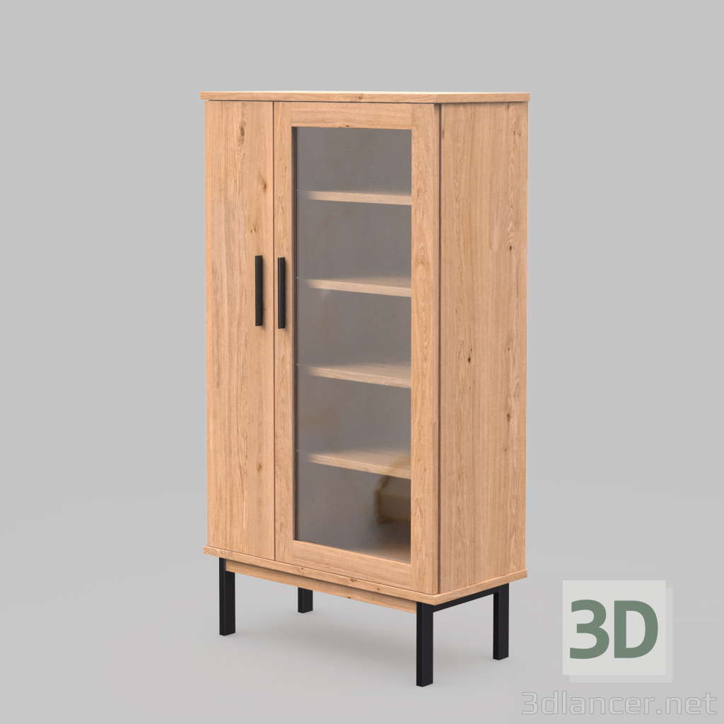 3d Шкафчик с витриной ассиметричный модель купить - ракурс
