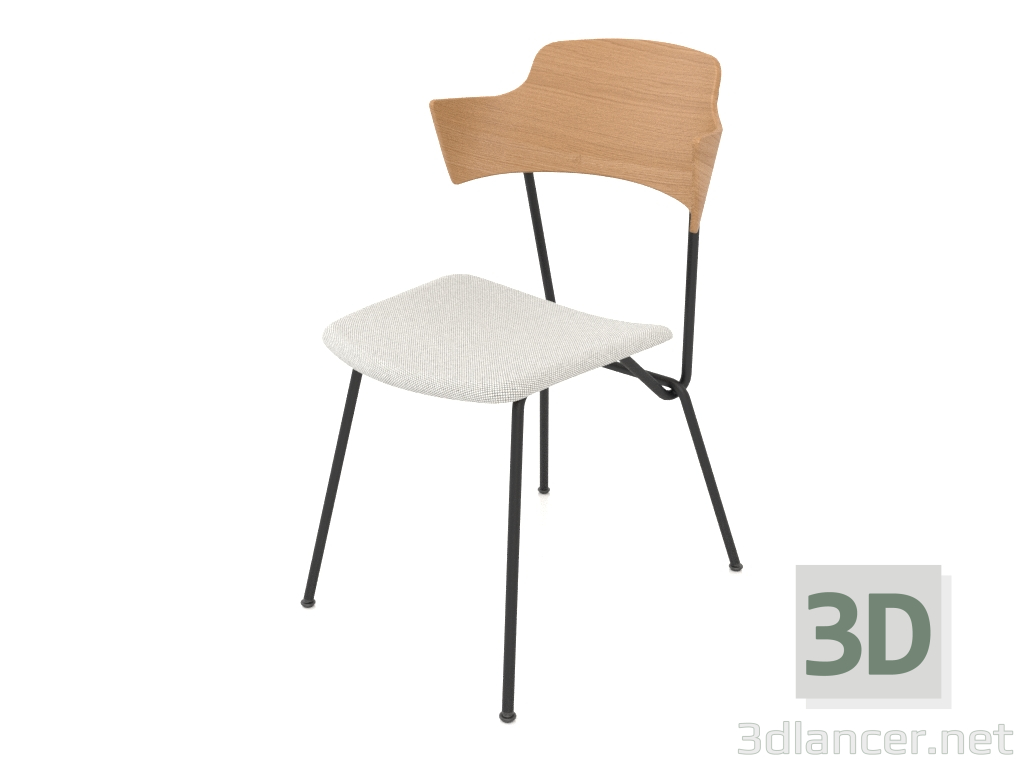 modello 3D Sedia Strain con schienale, braccioli e seduta in multistrato imbottita h81 - anteprima