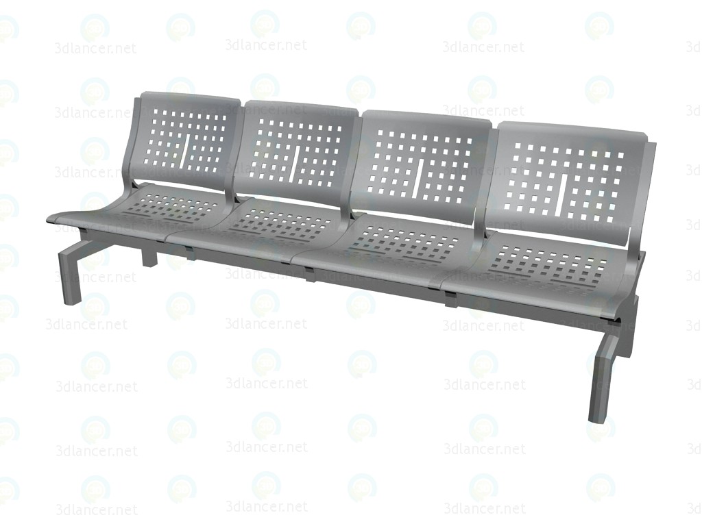 3d model 4-person bench without armrests for the conference - preview