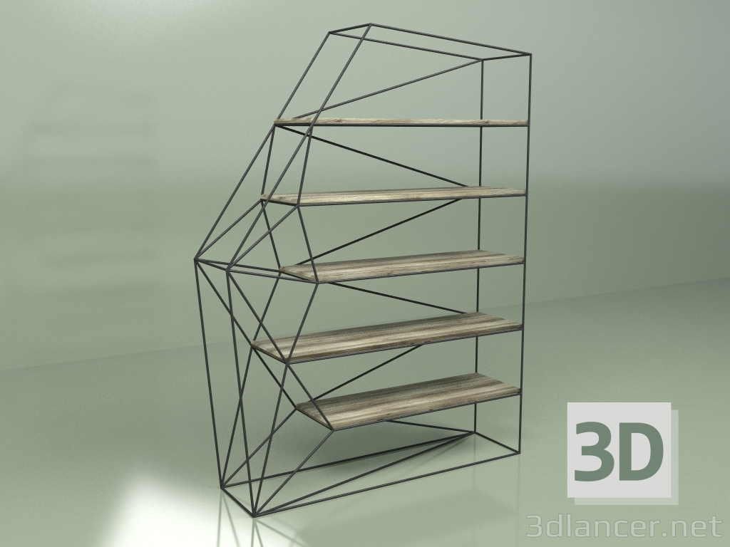 modèle 3D Bibliothèque ROCK (frêne gris) - preview