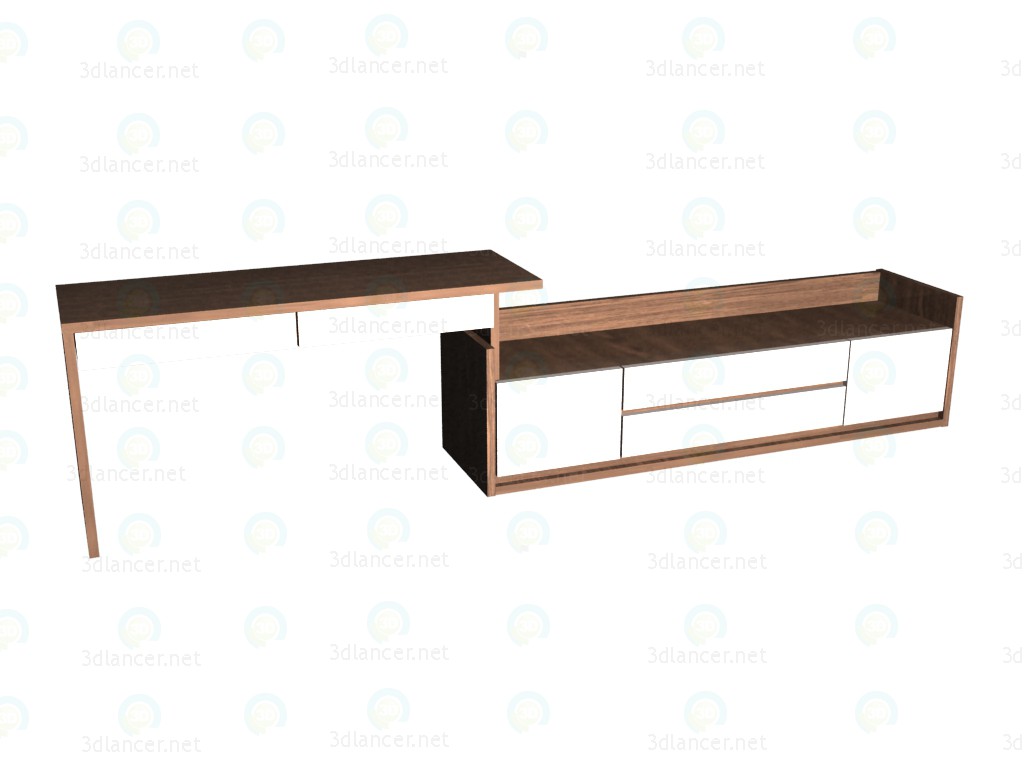 3d model Writing desk 150 with low, broad chest - preview