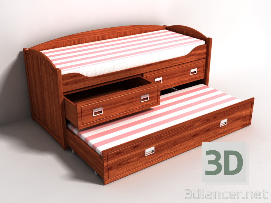 3d модель Кровать двухярусная – превью
