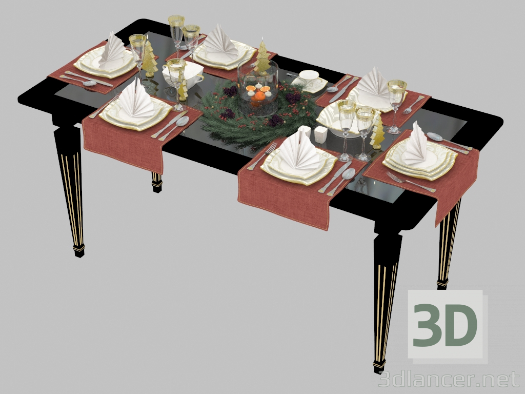 3 डी मॉडल मेज के बर्तन - पूर्वावलोकन