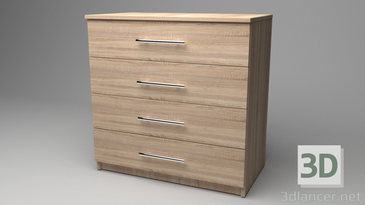 3d Chipboard chest of drawers model buy - render