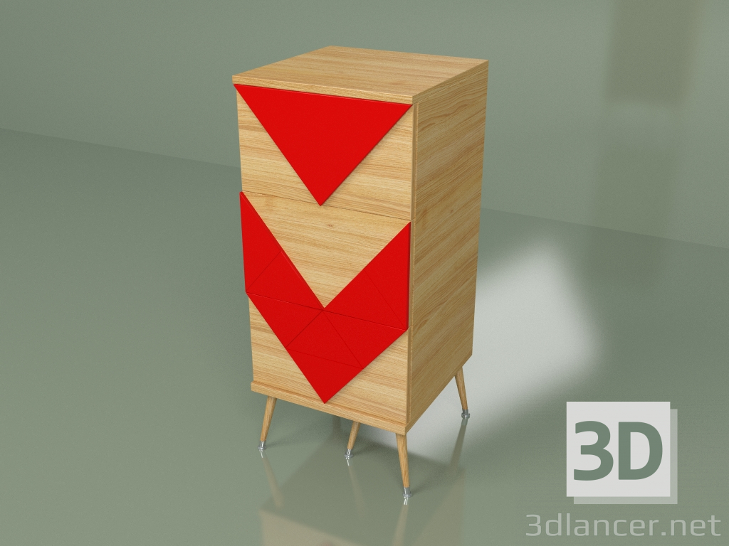 3D modeli Küçük şifonyer Slim Woo (kırmızı) - önizleme