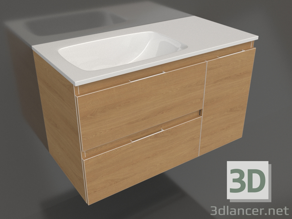 3d model Armario colgante 90 cm izquierda (ACC0109LDZ) - vista previa