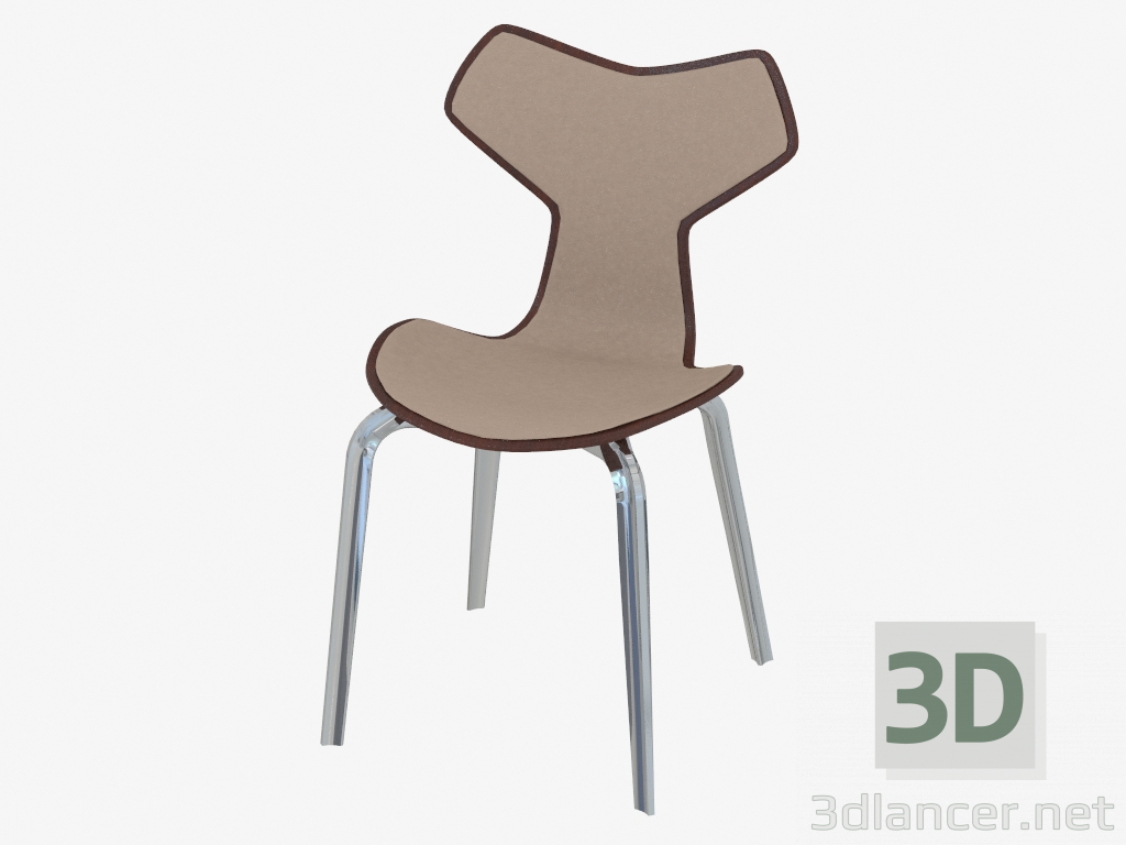 3D modeli Deri astarlı ve masif bacaklı sandalye Grand Prix - önizleme