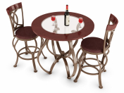 3 Piece Counter Height Matte Brown Bar Stool and Bistro Table Set