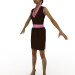 3d модель Платье-тюльпан шоколадно-розового цвета – превью