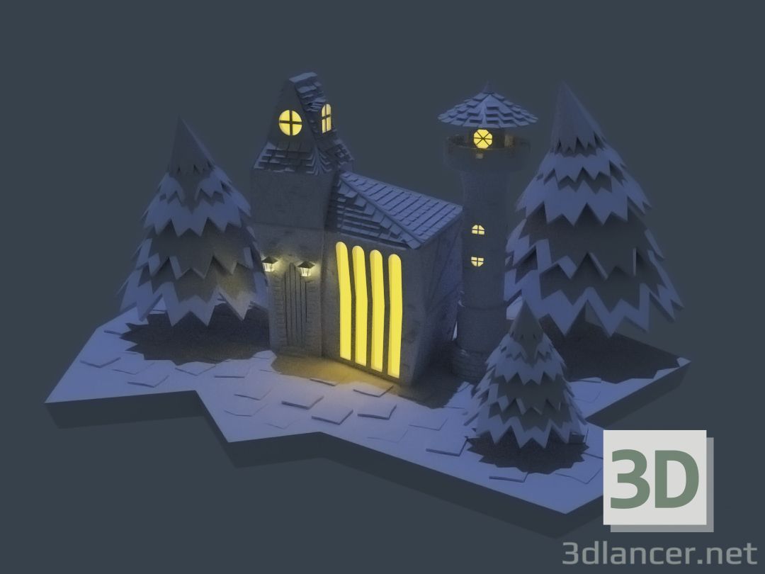 3d Lowpoly fairy-tale house (Сказочный домик) модель купить - ракурс
