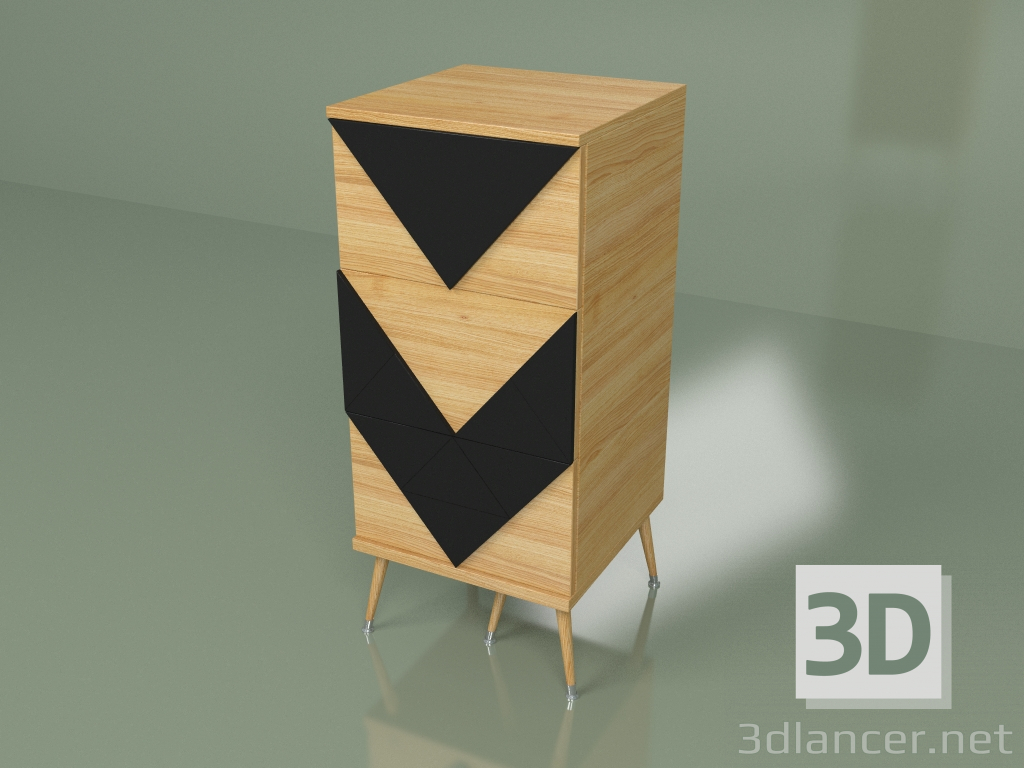 3D modeli Küçük şifonyer Slim Woo (siyah) - önizleme