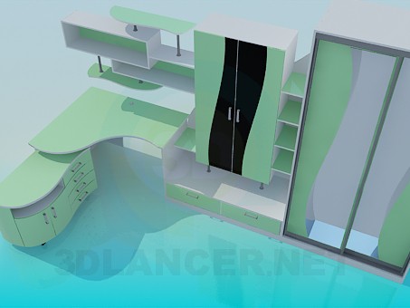 3D modeli Genç Odası Mobilya - önizleme
