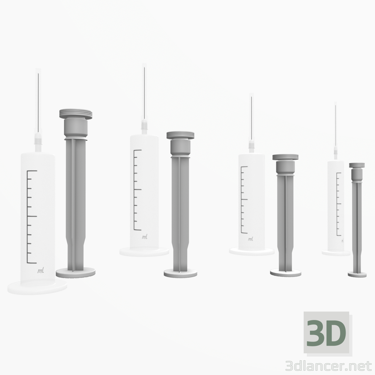 Jeringas medicas 3D modelo Compro - render