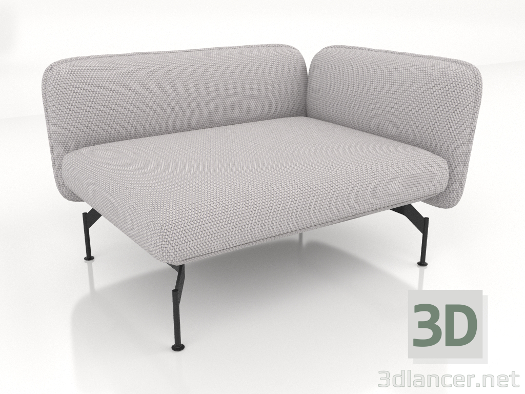 3D modeli Kanepe modülü 1,5 koltuklu, sağda kol dayamalı - önizleme