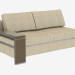 3d модель Елемент модульного дивана з дерев'яним підлокітником подвійний – превью