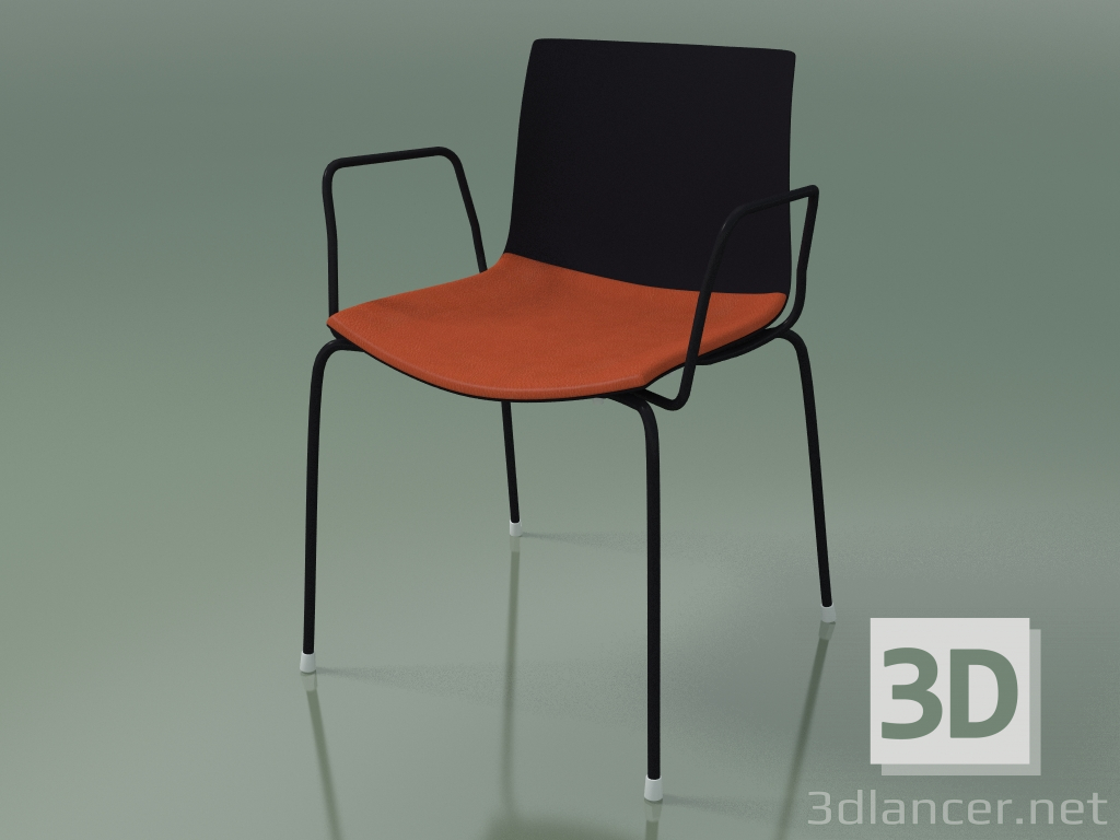 3d model Silla 0450 (4 patas con reposabrazos y una almohada en el asiento, polipropileno PO00109, V39) - vista previa