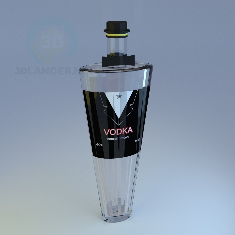 3D Modell Flasche Wodka - Vorschau