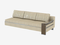 Elemento de sofá modular con paredes laterales de madera, triple