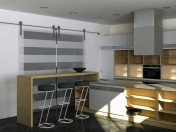 Kitchen with island, modern minimalist style