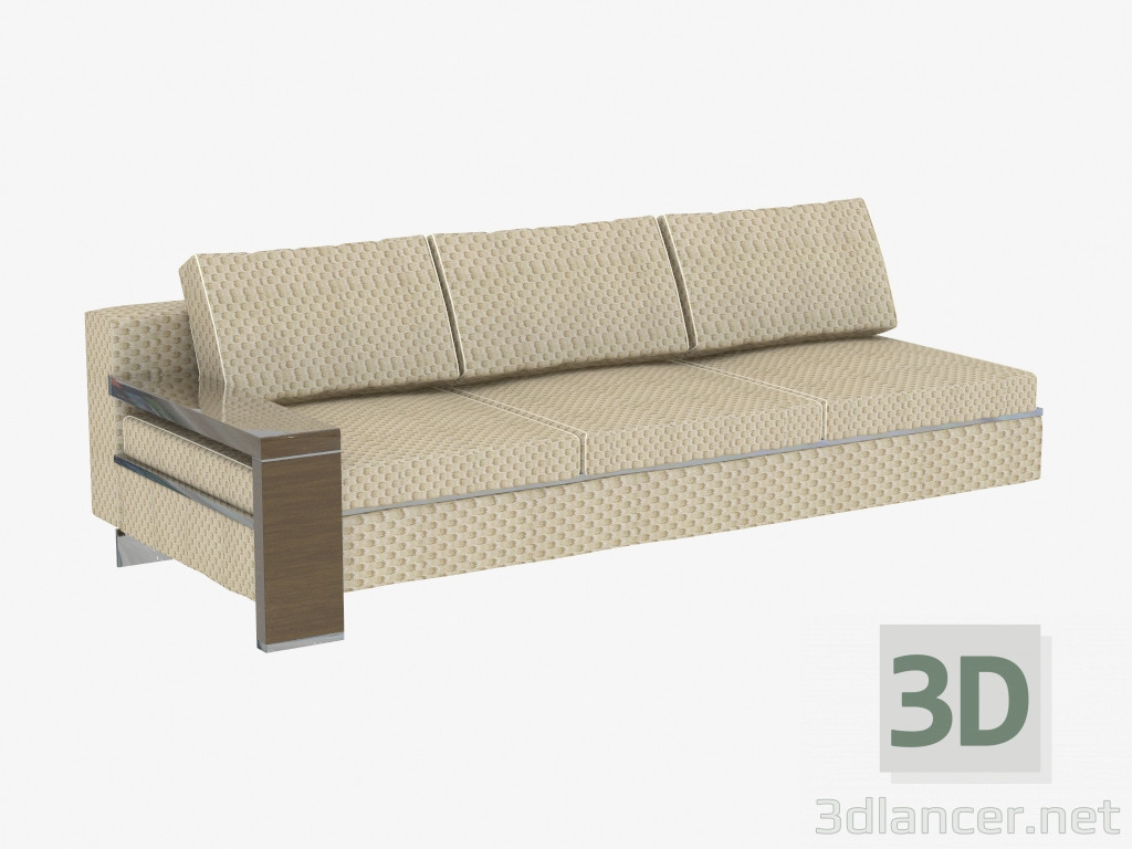 3d model Modular element with wooden armrest, triple - preview