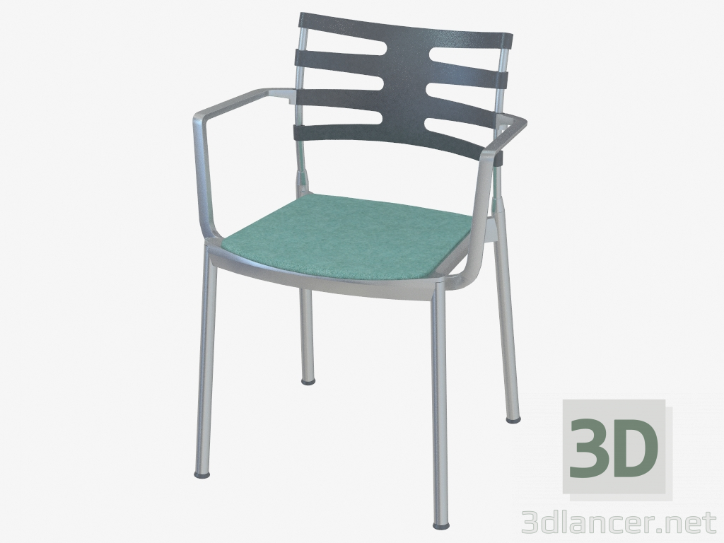 3D Modell Stuhl mit weichen Sitz und Armlehnen Ice - Vorschau