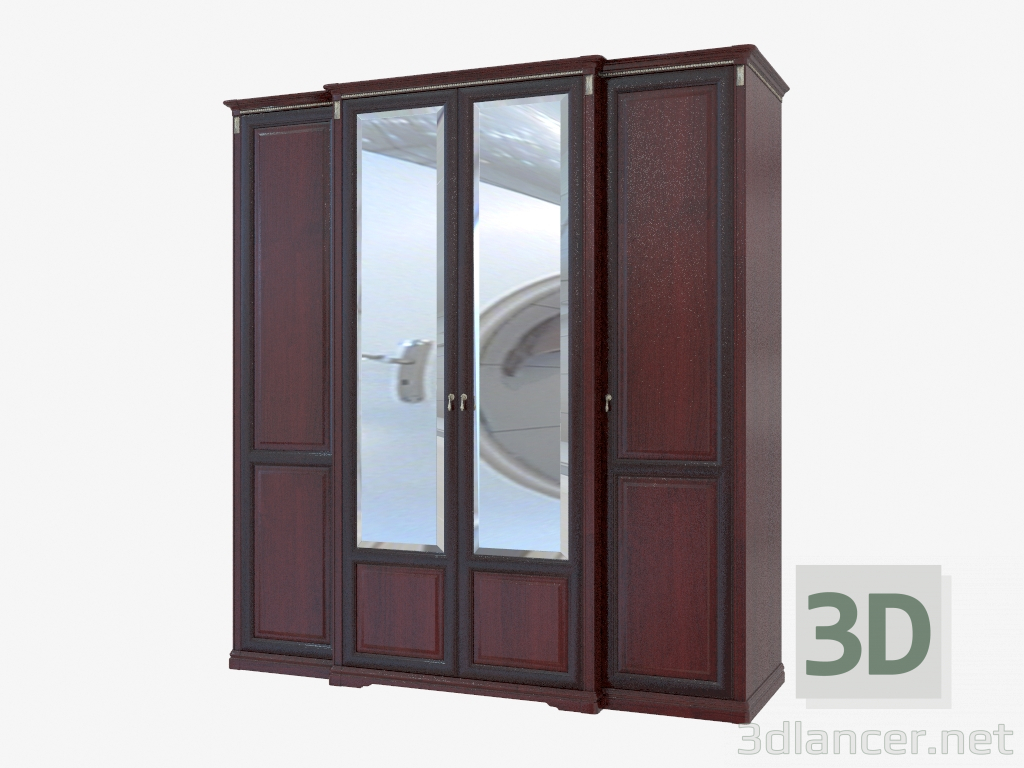 3d модель Шкаф гардеробный 4-х дверный (2209х2336х730) – превью