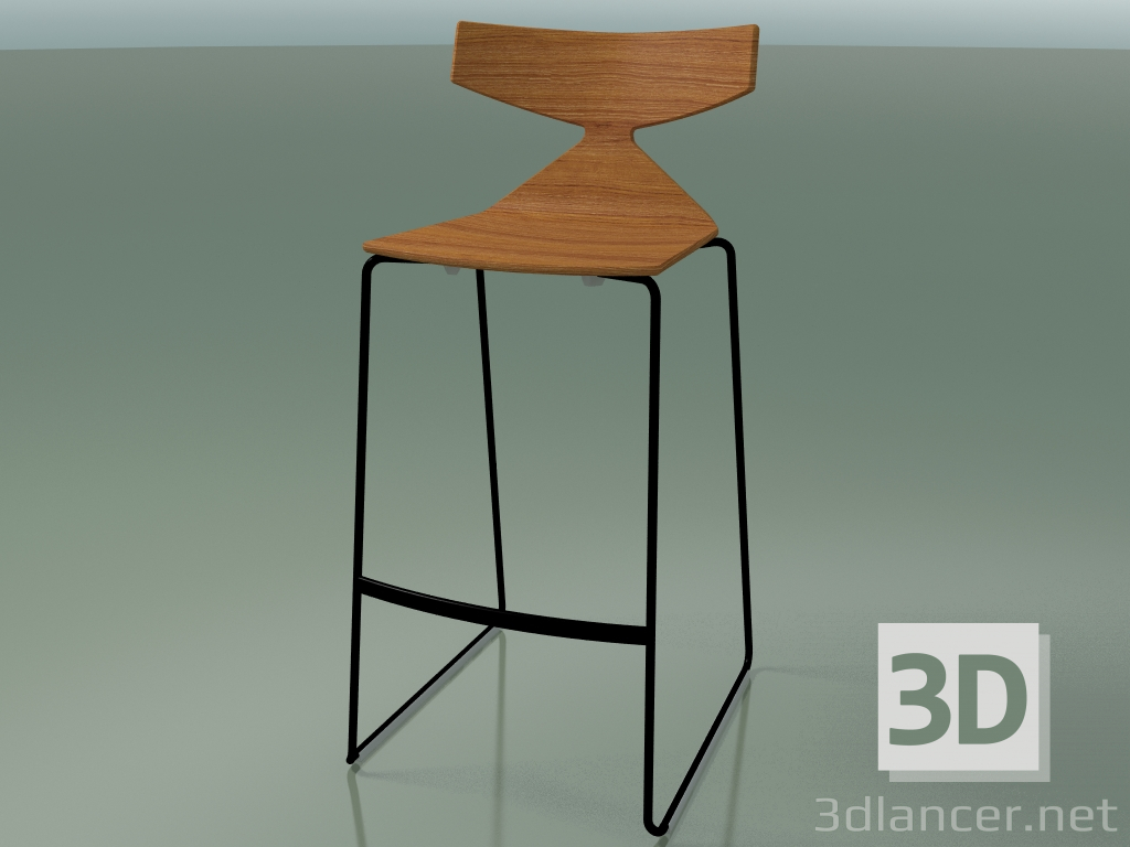 3D Modell Stapelbarer Barhocker 3704 (Teak-Effekt, V39) - Vorschau