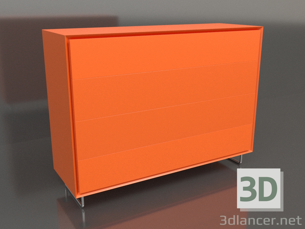 modèle 3D Commode TM 014 (1200x400x900, orange vif lumineux) - preview