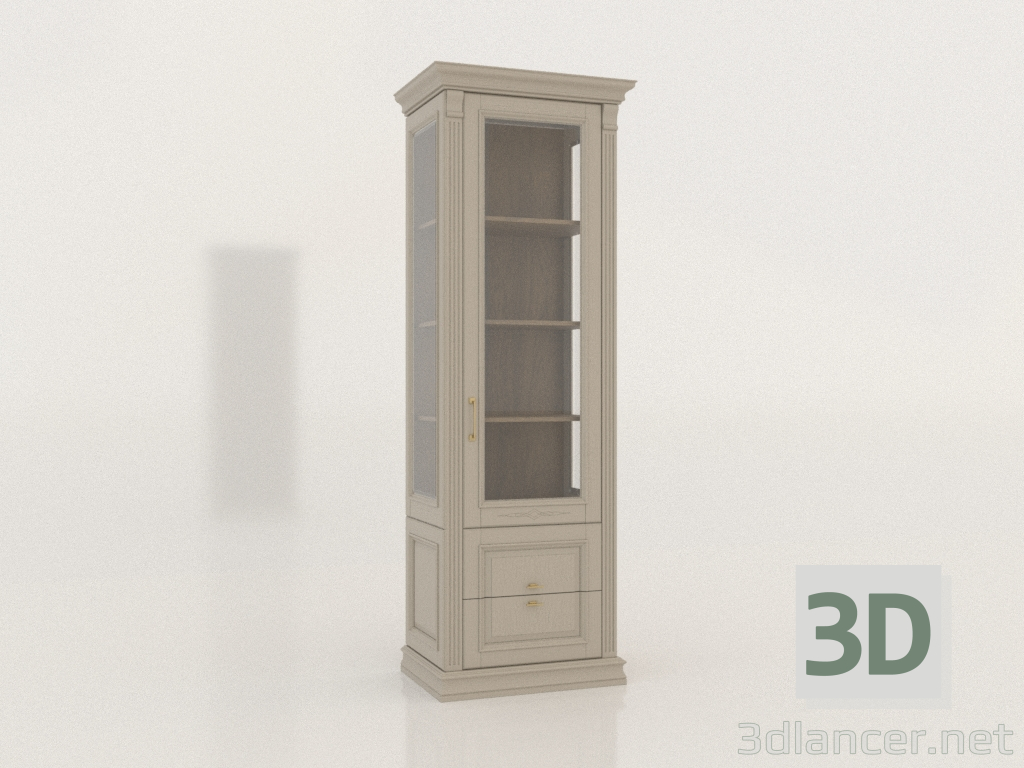 3d model Vitrina de una puerta con cajones (Pastel) - vista previa