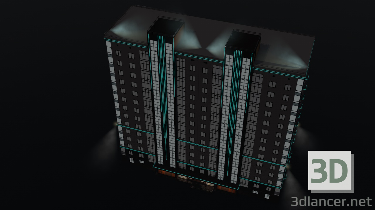 3d модель будинок квартирний – превью
