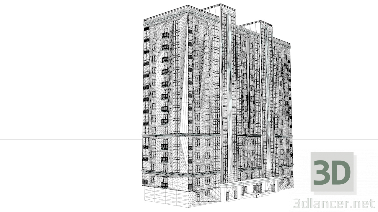 3d модель будинок квартирний – превью