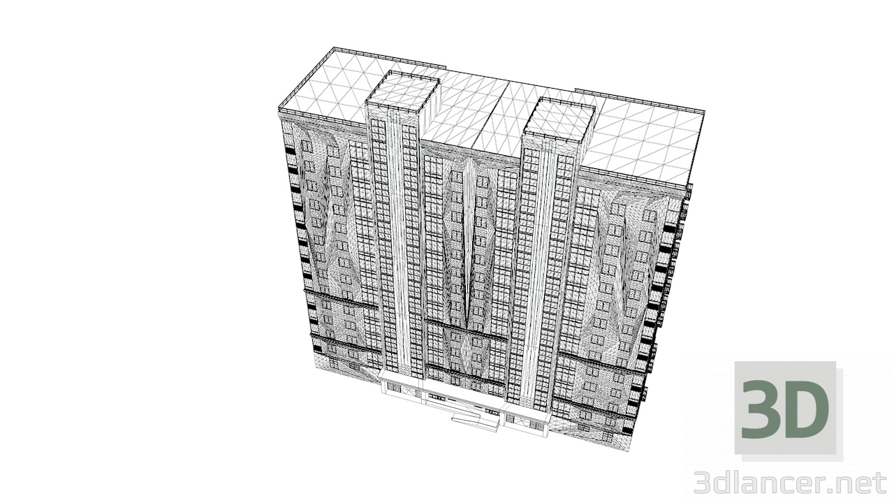 3d модель Многоквартирный дом – превью
