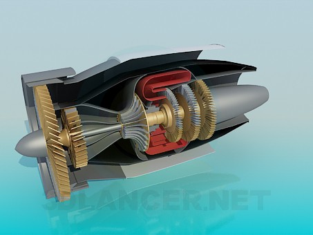 3d model Turbine of aircraft in cutaway - preview