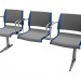 Modelo 3d Assento triplo para a conferência com braços - preview