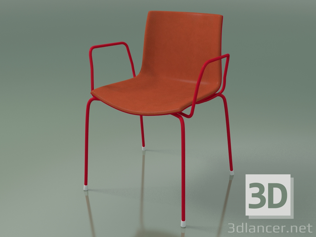 3d model Chair 0458 (4 legs with armrests and front trim, polypropylene PO00104, V48) - preview
