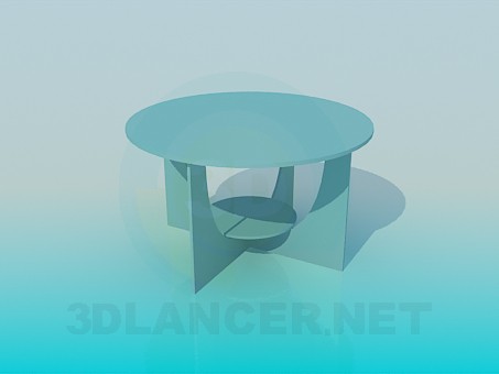 modello 3D Tavolo rotondo con ripiano - anteprima