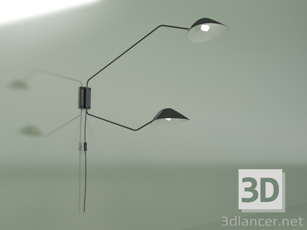 3d model Aplique Collet 2 luces (negro) - vista previa