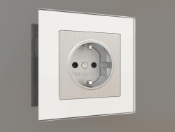 Socket with grounding, shutters and illumination (silver grooved)