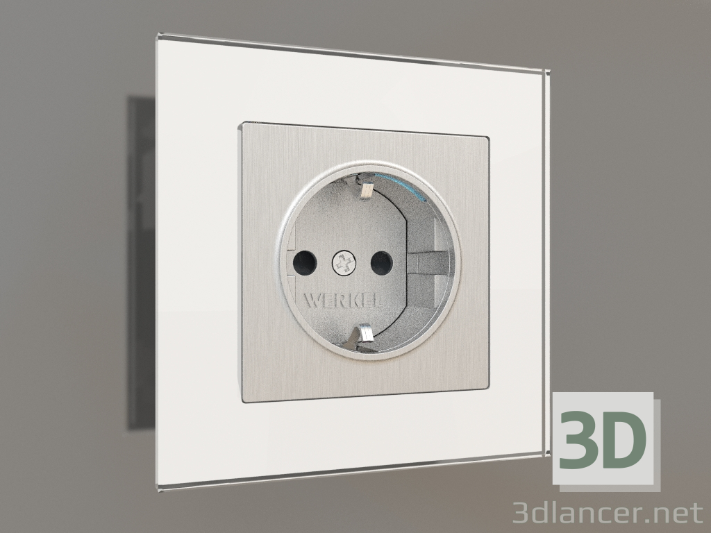 3d model Socket with grounding, shutters and illumination (silver grooved) - preview