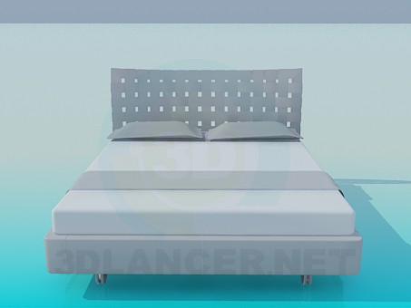 3 डी मॉडल चारपाई की अगली पीठ के साथ पट्टीदार बिस्तर - पूर्वावलोकन