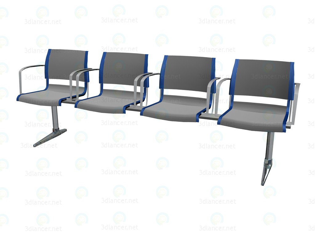 Modelo 3d Assento de quatro lados com apoios de braços para a conferência - preview