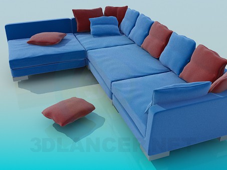 3D modeli Bir büyük köşe kanepe - önizleme