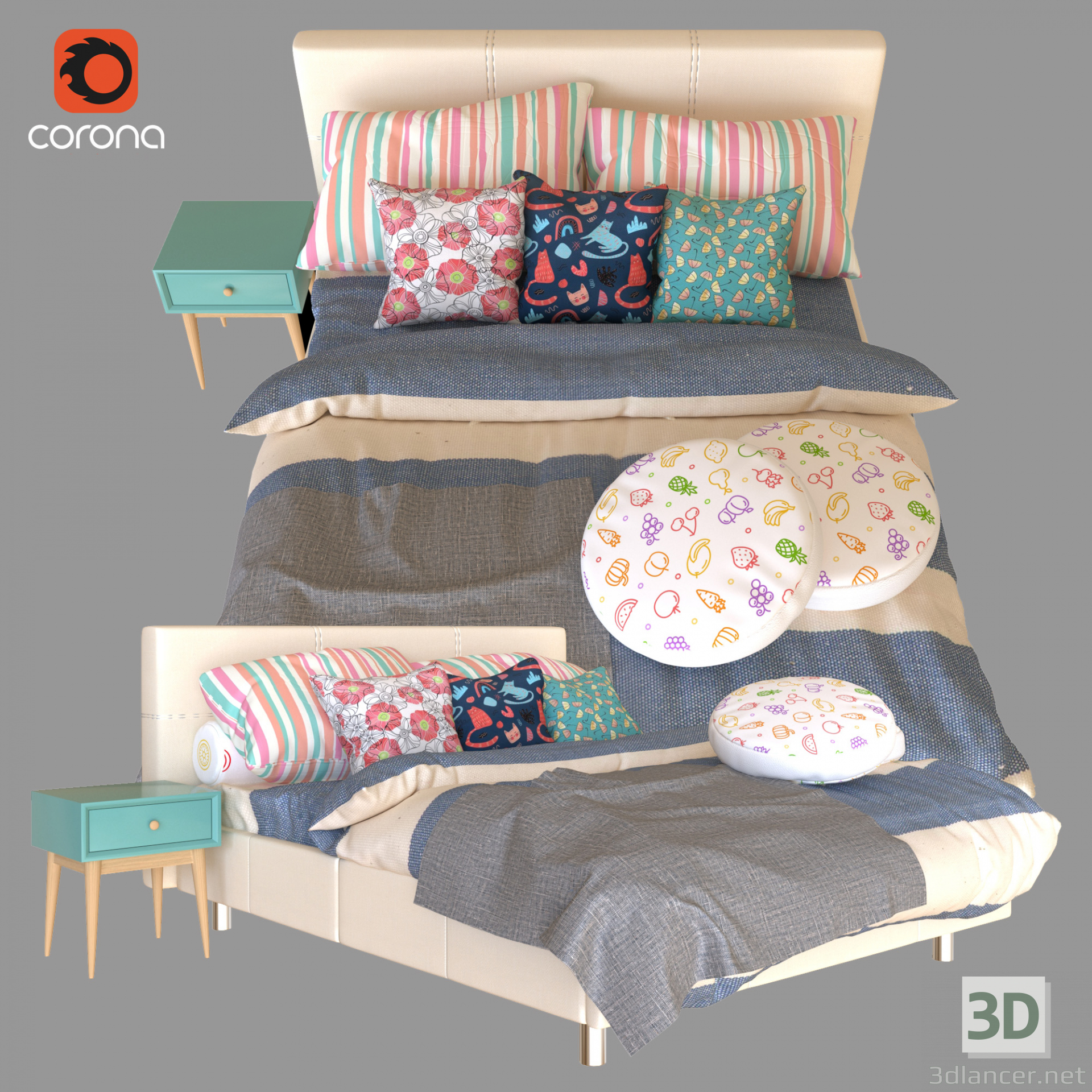 3D yatak_01 modeli satın - render