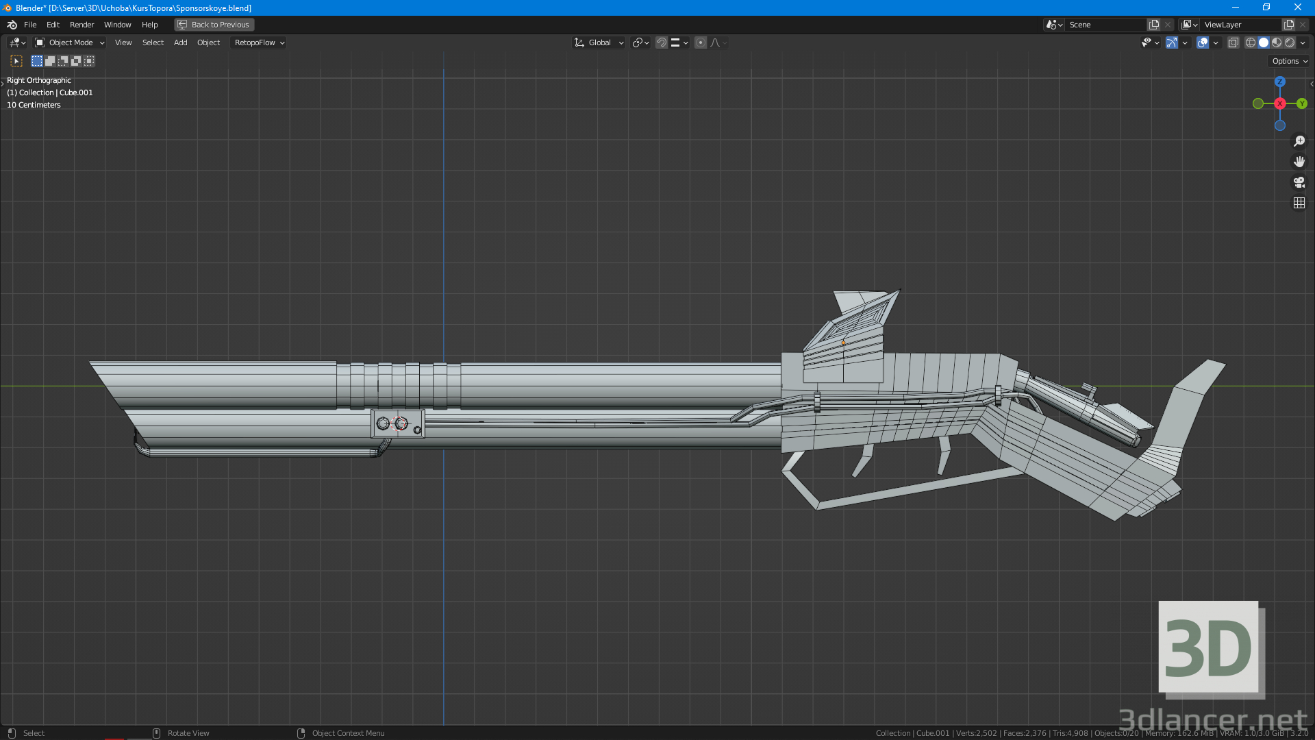 3d Sci-fi flamethrower shotgun model buy - render